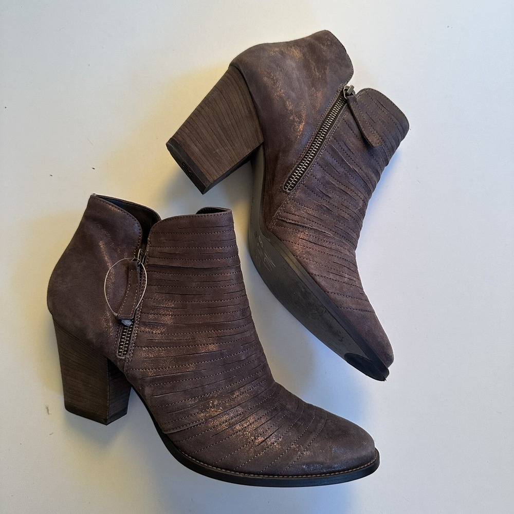 Paul Green $420 Women's Malibu Sliced Booties Boots 8.5 Leather Metallic Brown